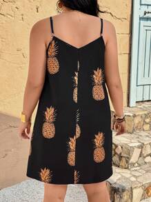 SHEIN VCAY Abito canotta con stampa ananas, taglie forti, casual ed elegante per l'uso quotidiano