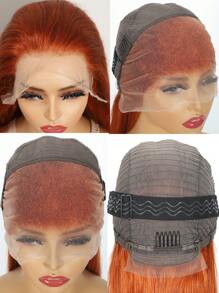 Ginger Wig Human Hair 13x4 Straight Ginger Orange Lace Front Wigs Human Hair Transparent Lace Frontal 350 Colored Human Hair Wig Pre Plucked With Baby Hair Halloween Costumes - S350 - View 6