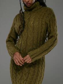 MUSERA 高领麻花针织套头连衣裙，时尚别致