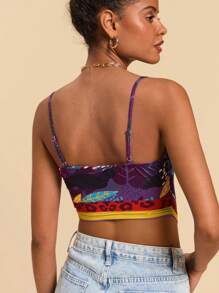 Travachic Tropical Print Bandana Hem Cami Top - Multicolor - View 2