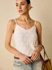 Poéselle Guipure Lace Trim Cami Top