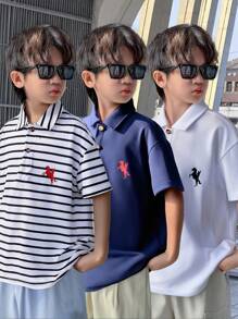 SHEIN Leap Crew 青少年男孩多件装休闲短袖 Polo 衫 - 彩色 - 查看 1