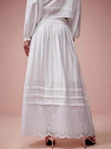 Enchnt 春季浪漫女士波浪刺绣下摆半身裙，甜美优雅，适合情人节、节日、甜蜜约会、日常和度假 - 白色 - 查看 7