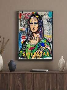 SHEIN 1pc Modern Graffiti Art, Mona Canvas Painting Poster Print ,Street Popular Art Wall Painting, For Home Decoration Painting, For Wall Decoration, No Frame