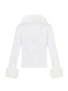 SHEIN EZwear Áo len cardigan dài tay mềm mại màu trơn cho nữ - trắng - Xem 2