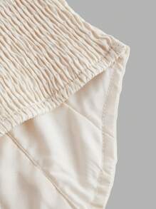 SHEIN MOD 露肩荷叶边饰边上衣、夏季上衣、女士沙滩装、女士西装 - 杏色 - 查看 4