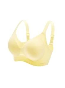 LUVLETTE Dream Curve 2ndSkin Full Coverage Wireless Seamless Breathable Side Support Lounge Sports Workout Lingerie As Outerwear Bra Butter Yellow Sticky SizeFreedom Baisc Bra No Show Underwear