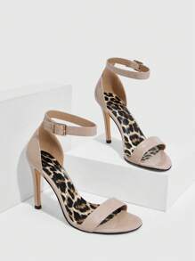 CUCCOO SZL Sandales à talons hauts à imprimé léopard pour femmes, design à boucle réglable, à la mode, à porter au quotidien