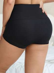 1pc Lace Patchwork Shaping Seamless Bikini Panties - Black - View 2