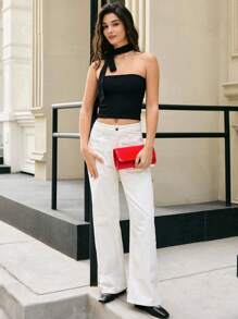 Red Stylish PU Envelope Bag With Detachable Chain Strap Evening Bag For Wedding Party Gift Travel Winter Gifts