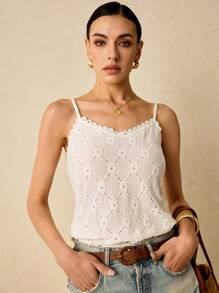 Poéselle Guipure Lace Trim Cami Top