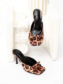 CUCCOO CHICEST Women's Pointy Toe Stiletto High Heel Sandals, Fashionable Leopard Print Sexy Peep Toe Slip On Pumps, Suitable For Date, Glamor Girl, Party Outfit, Elegant Aesthetics - Yellow - View 1