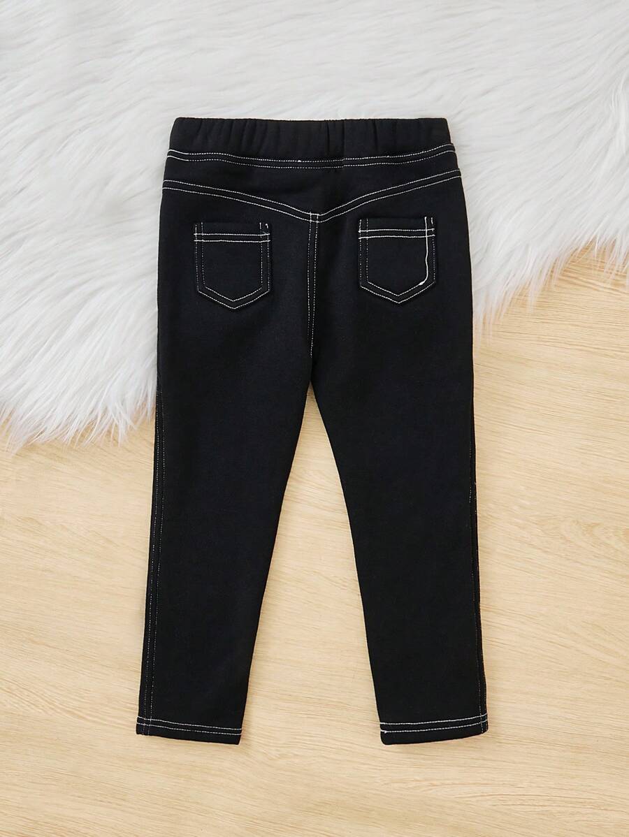 SHEIN Jeune Fille Legging À Applique Lettre À Doublure Thermique Taille Élastique