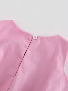 Cozy Pixies Newborn Baby Girl Bow Decor Round Neck Sleeveless Cinched Waist Dress