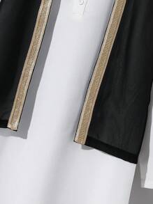 SHEIN Leap Crew Tween Boy Contrast Tape Vest & Split Hem Robe