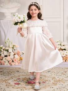 SHEIN Abito semplice e casual da tutti i giorni con stampa floreale 3D a tinta unita per ragazze giovani