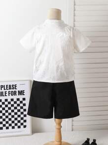 Young Boy Short-Sleeved Simple Fashion Casual Daily Gentleman's Suit - Multicolor - View 2