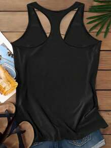 SHEIN LUNE Plus Butterfly Print Tank Top - Black - View 2