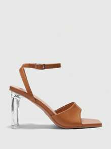 CUCCOO BIZCHIC Women's Black Striped Transparent High Heel Sandals Spring Summer Shoes Platform Sandals - Brown - View 2