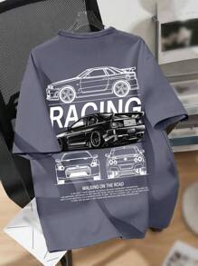 SHEIN RACING, Super Car, SMART CAR, Tween Boys Casual Simple Round Neck Short Sleeve T-Shirt Suitable For Summer - Blue - View 1