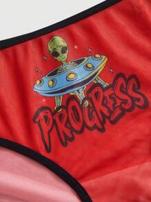 ROMWE Kawaii 4pcs/Set Funny Alien Colorblock Print Briefs - Multicolor - View 4