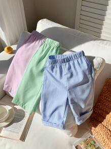 SHEIN Pantalon décontracté à taille élastique rayé pour bébés filles, tenue de tous les jours
