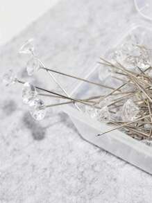 100pcs Crystal Rhinestone Head Pins With Plastic Box,Diamond Bouquet Pins ,Rhinestones Corsages Pins , Crystals Gems Diamonds For Floral Flower Bouquets ,Wedding Floral ,Bridal Hair Accessories Jewelry Decor DIY Craft Sewing,Sewing Machine Accessories, Sewing, Embroidery Fixing, Clothing Pattern Fixing