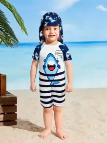 Baby (Boys) Swimsuit (Printing Positioning) - Blue - View 6