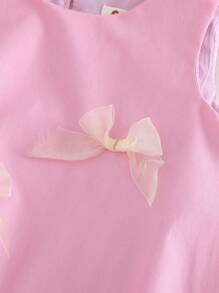 Cozy Pixies Newborn Baby Girl Bow Decor Round Neck Sleeveless Cinched Waist Dress