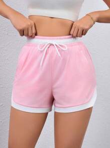 Gameset SHEIN Sport Contrast Color Patchwork Drawstring Waist Casual Sport Shorts Sweater Shorts - Multicolor - View 2