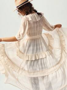 Bohemela Boho-Stil Kleid mit Rüschensaum für Frauen - Weiss - Übersicht 1