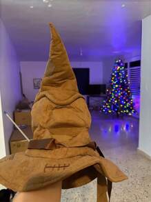 SHEIN Christmas Decoration 1pc Wizard Standing Hat, Brown Color, Party Costume Accessory, Carnival Prop, Christmas Tree Decor, Very Soft Interior - Multicolor - View 3