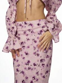 MISSGUIDED Milkmaid 套装泡泡袖短款上衣搭配长裙花卉印花夏季海滩波西米亚风节日两件套派对度假连衣裙套装 - 彩色 - 查看 4