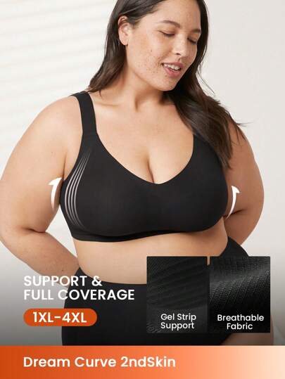 LUVLETTE Sujetador sin costuras transpirable con soporte lateral para uso deportivo, lencería y ropa exterior, color negro, talla libre, ropa interior básica sin marcas