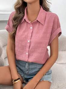 SHEIN LUNE 女士休闲纯色纹理前开常规吊带背心上衣