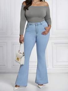 SHEIN Jeans vaqueros de talla grande estilo cowgirl en azul claro de diseñador, aptos para todas las estaciones, festivales y vestimenta oeste