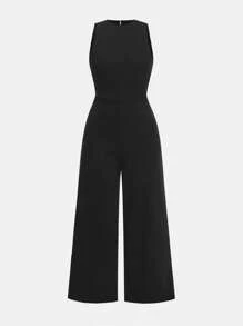 SHEIN Tween Girl Elegant Large Backless Chain Tassel Decorated Sleeveless Jumpsuit - Black - View 2