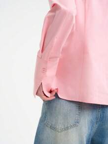 Aalyst Women's Long Sleeve Plain Cotton Shirt With Lapel & Ruffle Design, Slim Waist, Autumn/Winter