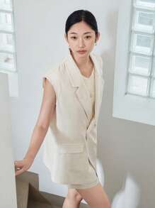 DAZY Women's Loose Vest And Mini Skirt 2pcs Set Linen