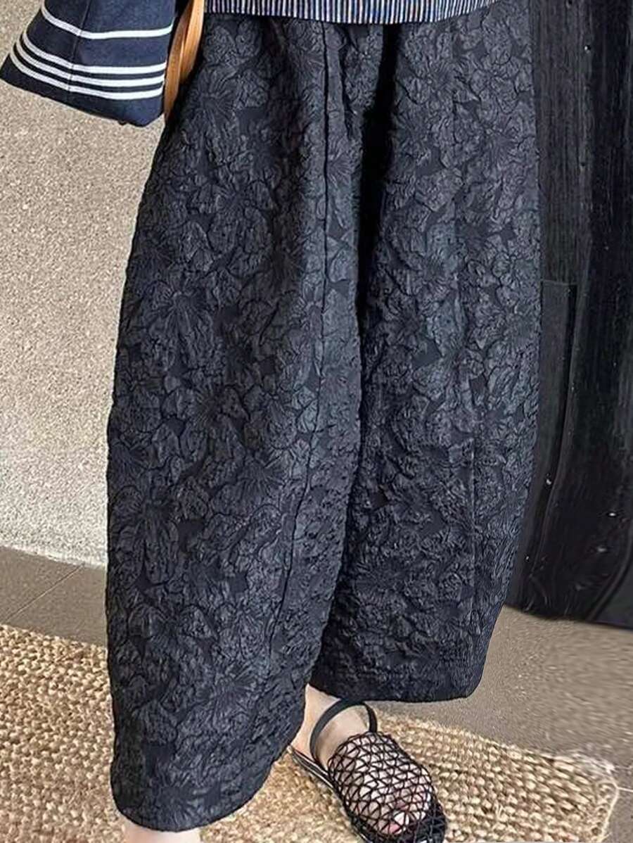 FRIFUL 女式休闲泡泡布哈伦七分裤，带口袋