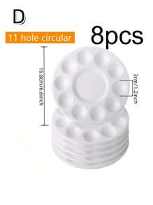 8pcs White Plastic Paint Tray Palettes, Watercolor Palette Painting Tray For Painting Party, DIY Craft And Art Painting Back To School,Back To School,School Supplies - White - View 5