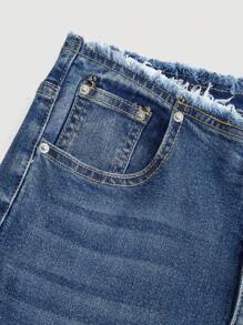 SHEIN EZwear Women's Low-Waist Skinny Stretch Flare Jeans, Blue, Spring - Blue - View 3