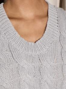 AiiRZ Luxury Cable Knit Sweater Vest And Maxi Skirt Set Elegant Winter Holiday Party Two-Piece Outfit Cozy Sophisticated Evening Wear - Grey - View 7