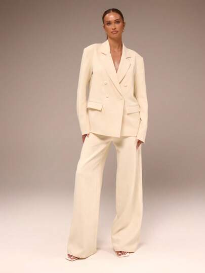 MUSERA 直筒裤 修身 优雅 专业 商务休闲 度假 秋季 冬季 工作 办公室 老派 约会 外出 返校 婚礼 宾客套装 日常 奶油色 春季 情人节 单身派对 新娘 告别单身派对