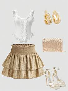 Rometta Áo hai dây ren thời trang cỡ lớn dành cho nữ - trắng - Xem 5