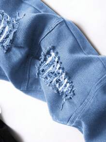 Manfinity Homme Plus Size Men Casual Distressed Skinny Fit Denim Jeans - Light Wash - View 4