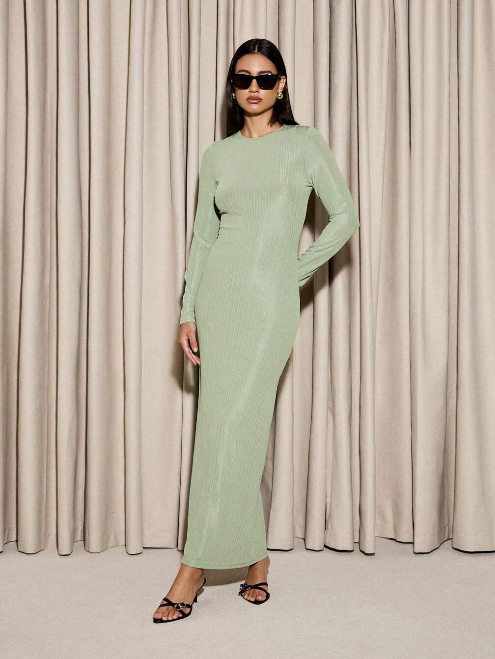 ribbed bodycon maxi dress Tan So Chic Ribbed Bodycon Modest Maxi Dress XL / Tan