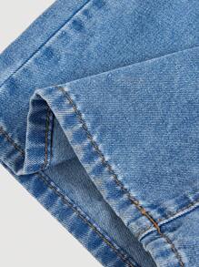 SHEIN Jeans casuales versátiles de cintura elástica y pierna ancha para adolescentes