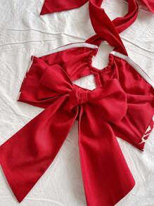 SHEIN WYWH 2pcs/Set Vacation Coconut Tree Silhouette Strap Tank Top And Tassel Mini Skirt