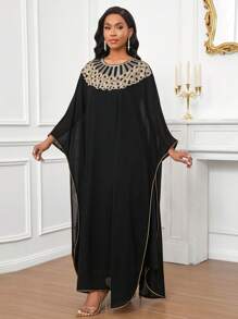 SHEIN Lady Simple Spring & Summer Vacation Dress For Women, Elegant Ladies Long Dress For Summer - Black - View 4